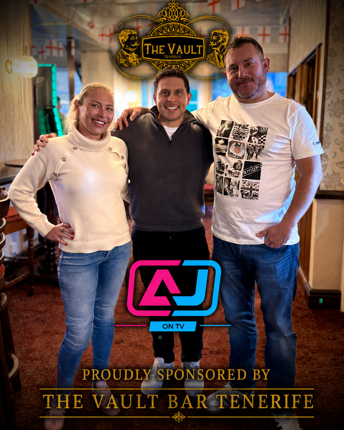 Adam James with The Vault Bar Tenerife owners